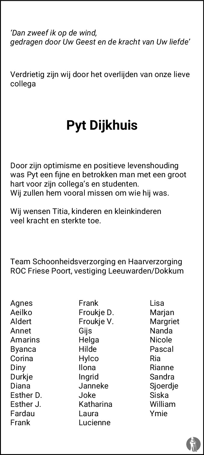 Pieter (Pyt) Dijkhuis ✝ 25-10-2019 overlijdensbericht en condoleances -  Mensenlinq.nl