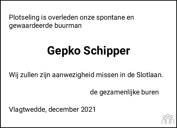 Gepko Geert Schipper 06122021 overlijdensbericht en condoleances