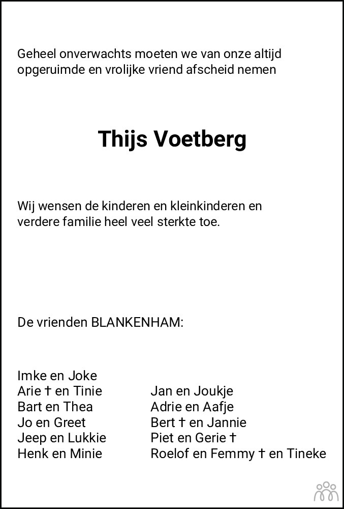 Overlijdensbericht van Thijs Voetberg in Meppeler Courant