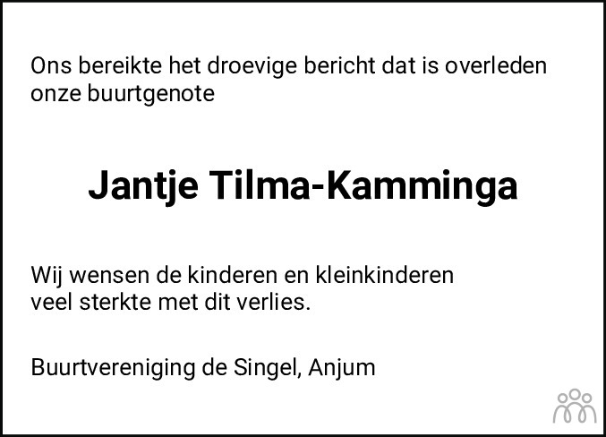 Jantje Tilma Kamminga 04 01 2022 Overlijdensbericht En Condoleances