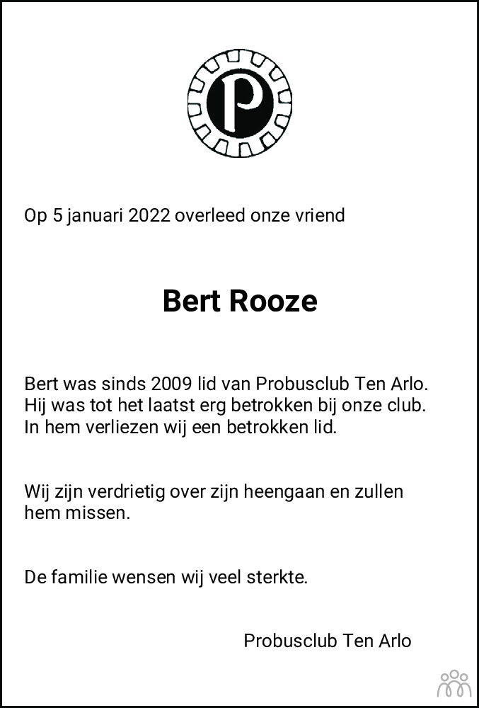 Overlijdensbericht van Herbert Rooze in Hoogeveensche Courant