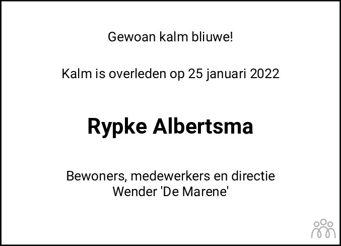 Overlijdensbericht van Rypke Albertsma in Leeuwarder Courant