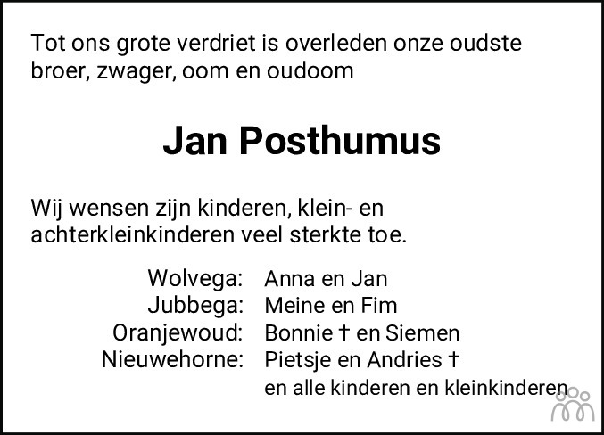 Jan Posthumus 03 02 2022 Overlijdensbericht En Condoleances Mensenlinq nl