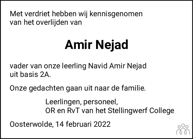 Amir Nejad 14022022 overlijdensbericht en condoleances Mensenlinq.nl
