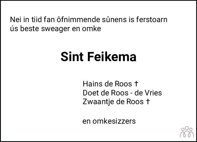 Overlijdensbericht van Sint Feikema in Leeuwarder Courant