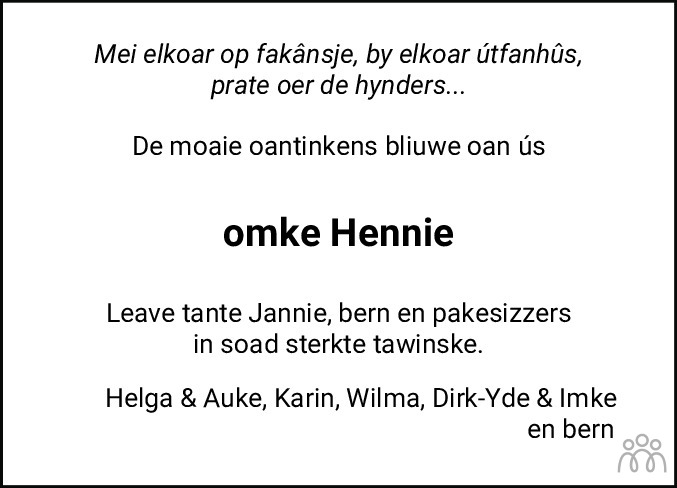 Overlijdensbericht van Hendrik (Hennie) Boersma in Leeuwarder Courant