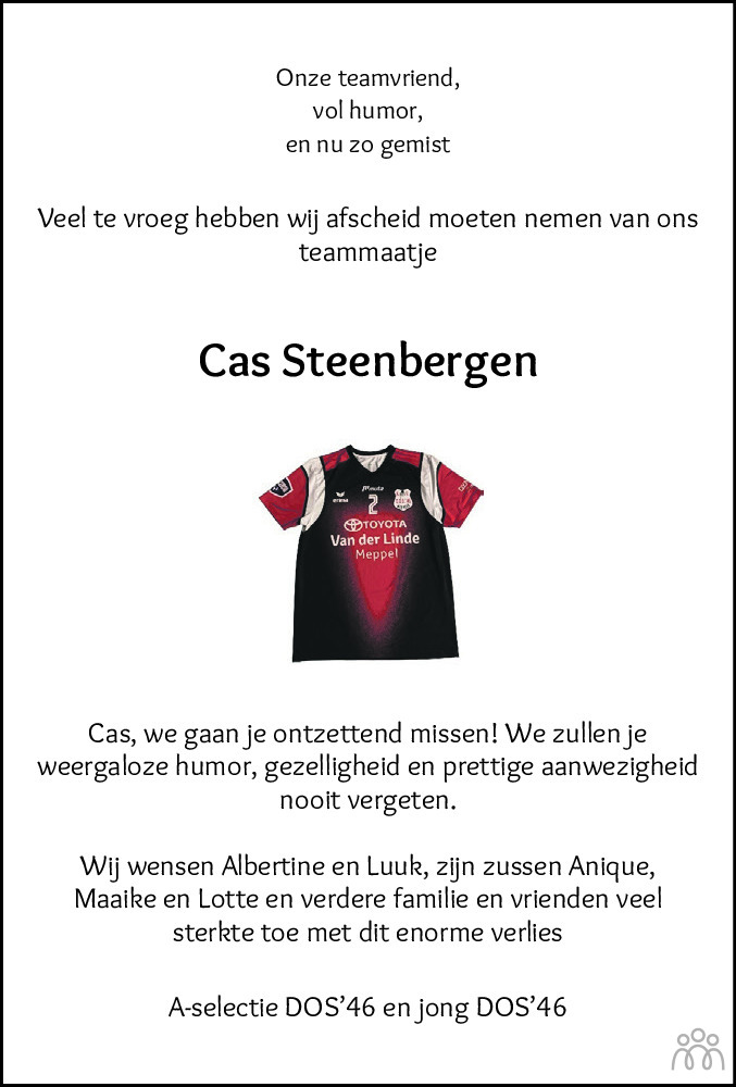 Cas Steenbergen 15 08 2022 Overlijdensbericht En Condoleances