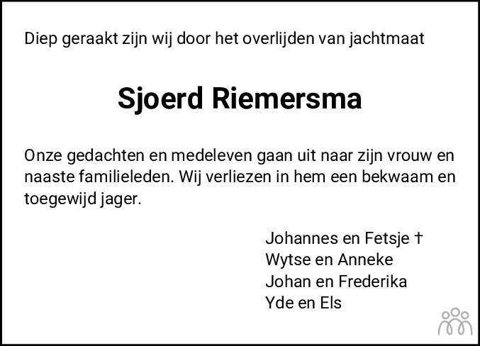 Overlijdensbericht van Sjoerd Riemersma in Leeuwarder Courant