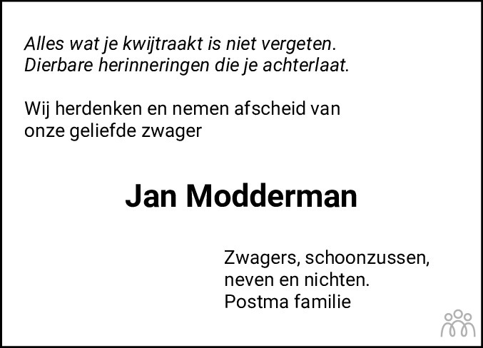 Jan Modderman 27102022 overlijdensbericht en condoleances Mensenlinq.nl
