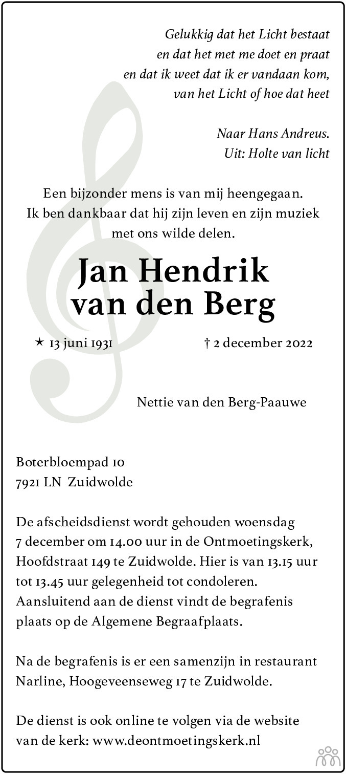 Jan Hendrik van den Berg 02122022 overlijdensbericht en condoleances