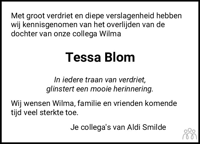 Tessa Blom 14122022 overlijdensbericht en condoleances Mensenlinq.nl
