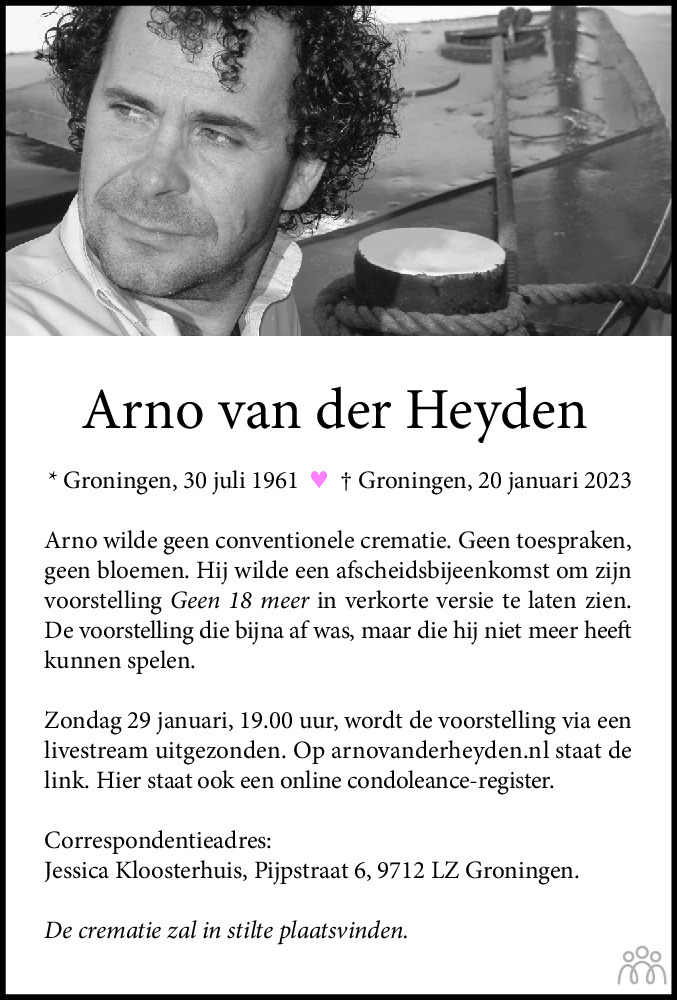 Arno van der Heyden 20012023 overlijdensbericht en condoleances Mensenlinq.nl
