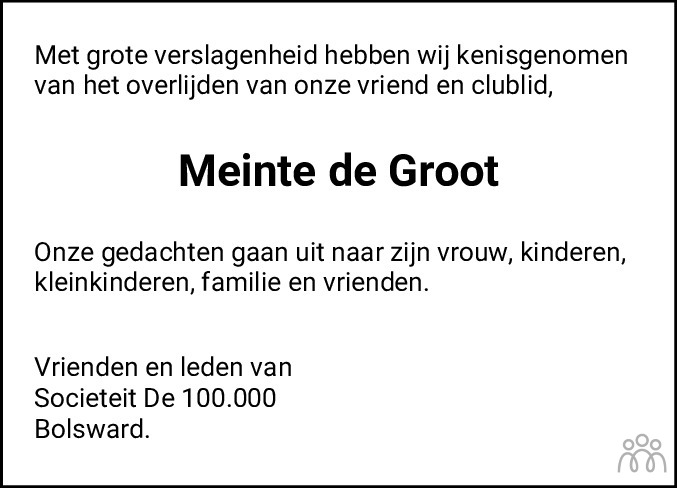 Meinte de Groot 01-04-2023 overlijdensbericht en condoleances ...