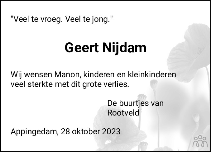 Geert Nijdam 28 10 2023 Overlijdensbericht En Condoleances Mensenlinq Nl