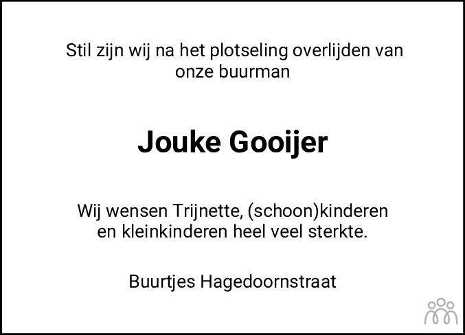 Overlijdensbericht van Jouke Roelof  Gooijer in De Stellingwerf