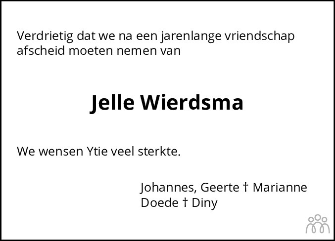 Jelle Wierdsma 16112023 overlijdensbericht en condoleances