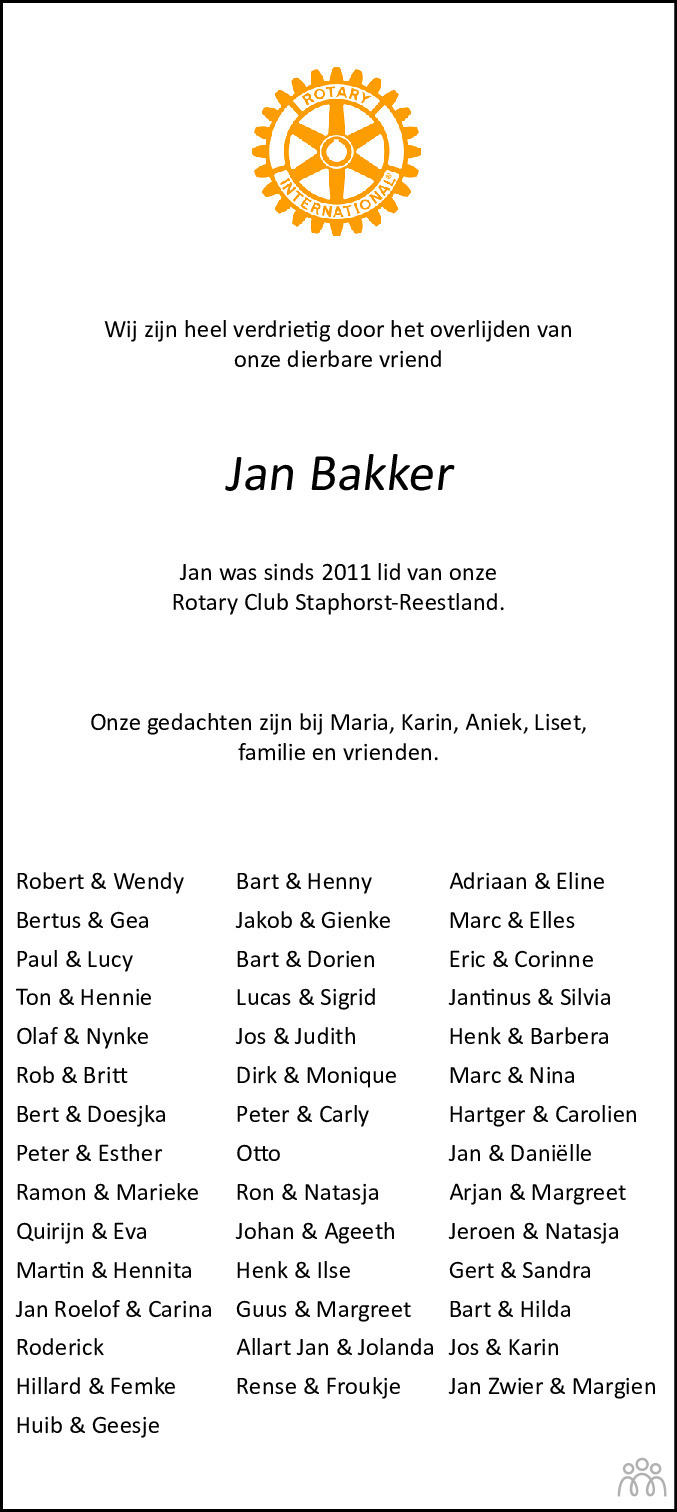 Jan Bakker 10-01-2024 overlijdensbericht en condoleances - Mensenlinq.nl