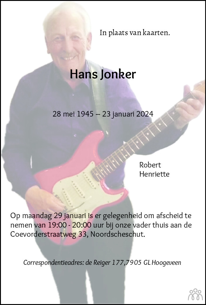 Hans Jonker 23-01-2024 overlijdensbericht en condoleances - Mensenlinq.nl