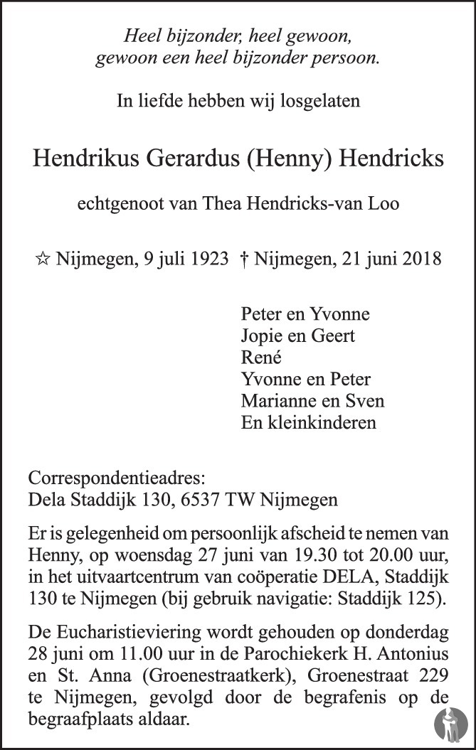 Hendrikus Gerardus Henny Hendricks Overlijdensbericht En My Xxx Hot Girl