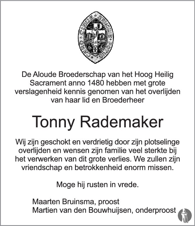 Drs. Antonius Gijsbertus Michiel (Tonny) Rademaker 22072018