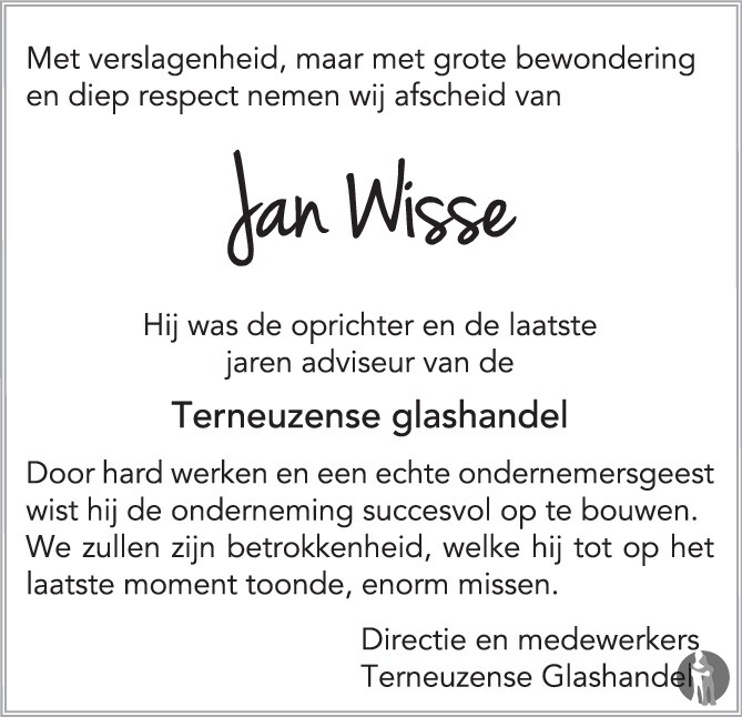 Jan Wisse 19102018 overlijdensbericht en condoleances Mensenlinq.nl
