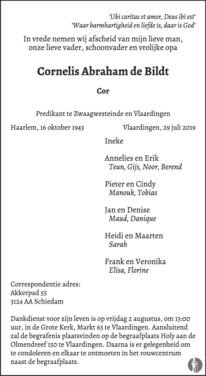 Cornelis Abraham (Cor) de Bildt 29-07-2019 ...