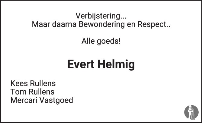 Overlijdensbericht van Evert  Helmig in BN DeStem