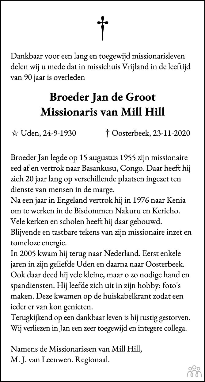 Jan de Groot 23112020 overlijdensbericht en condoleances Mensenlinq.nl Jan de Groot 23112020 overlijdensbericht en condoleances Mensenlinq.nl
