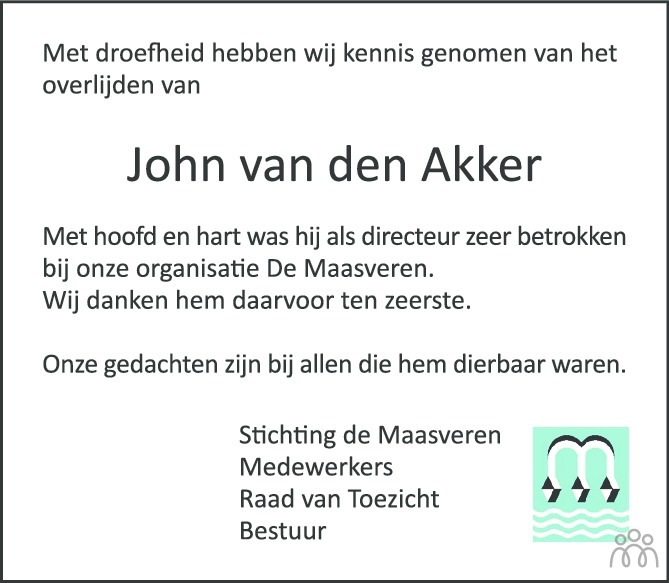 John van den Akker 13122020 overlijdensbericht en condoleances