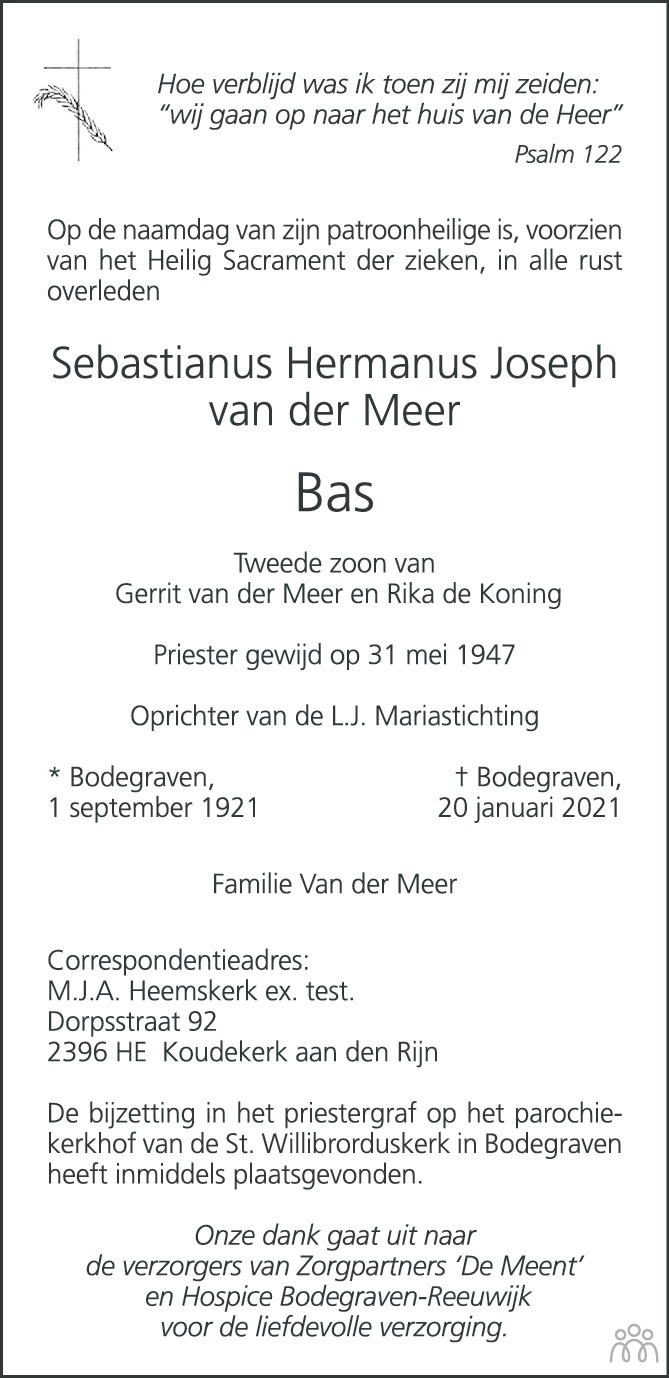 Sebastianus Hermanus Joseph (Bas) van der