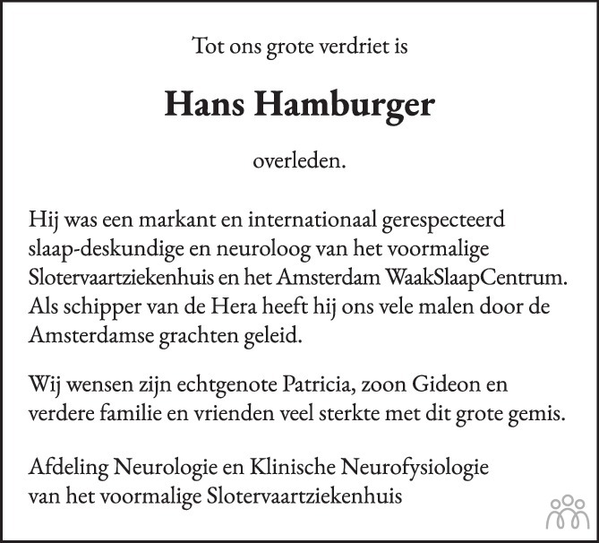 Overlijdensbericht van Hans  Hamburger in Het Parool