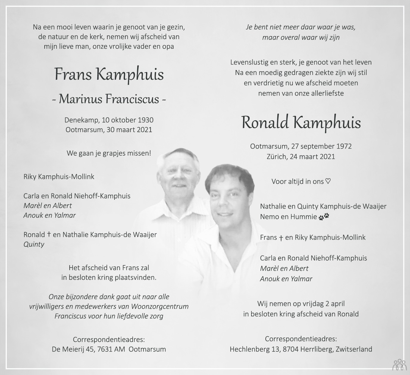 Ronald Kamphuis 24032021 overlijdensbericht en condoleances