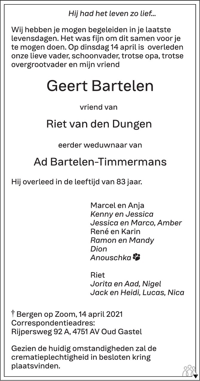 Overlijdensberichten Oud Gastel overledene