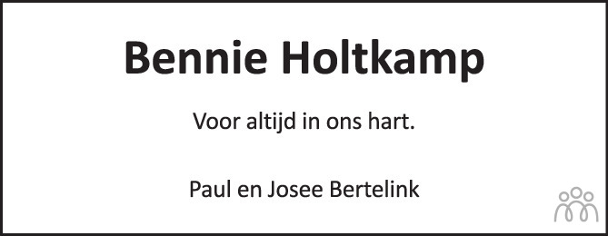 Overlijdensbericht van Bennie Holtkamp in Tubantia