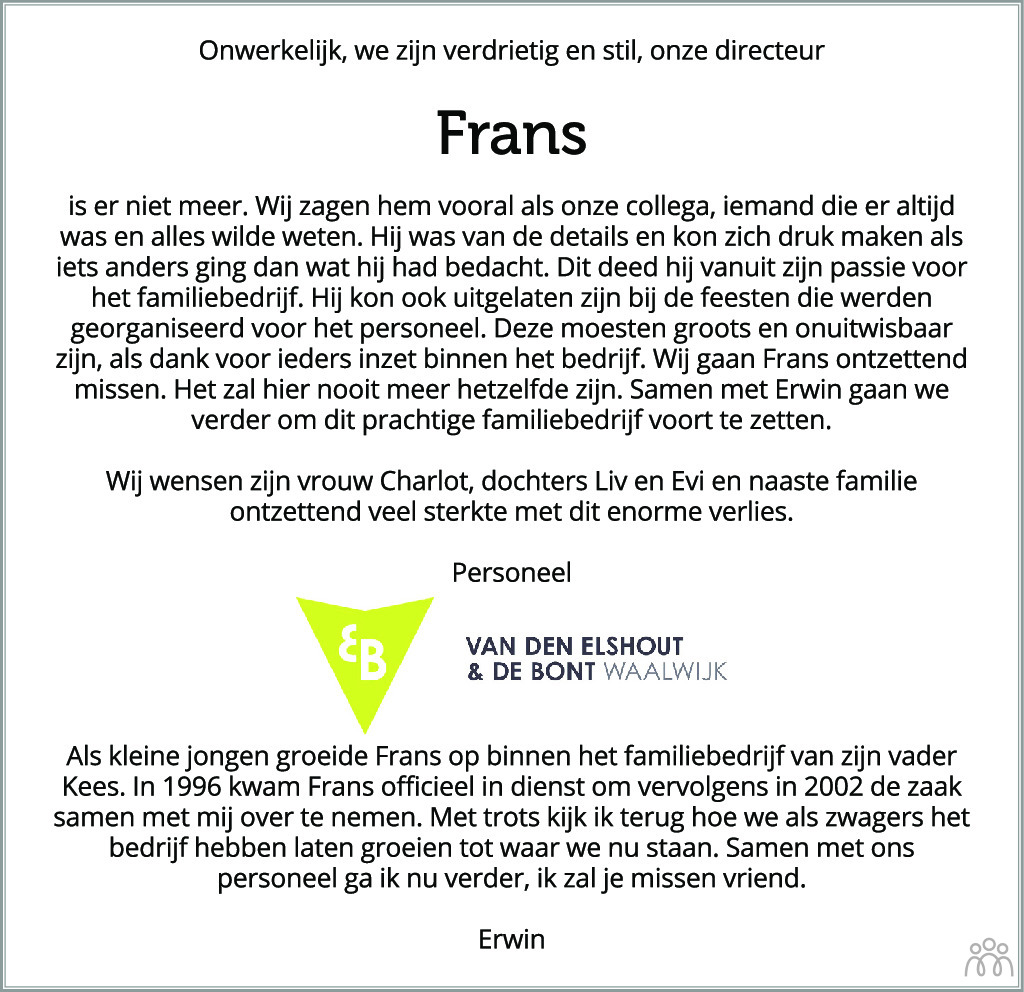 dek Betuttelen Panorama Frans de Bont ✝ 21-10-2021 overlijdensbericht en condoleances -  Mensenlinq.nl