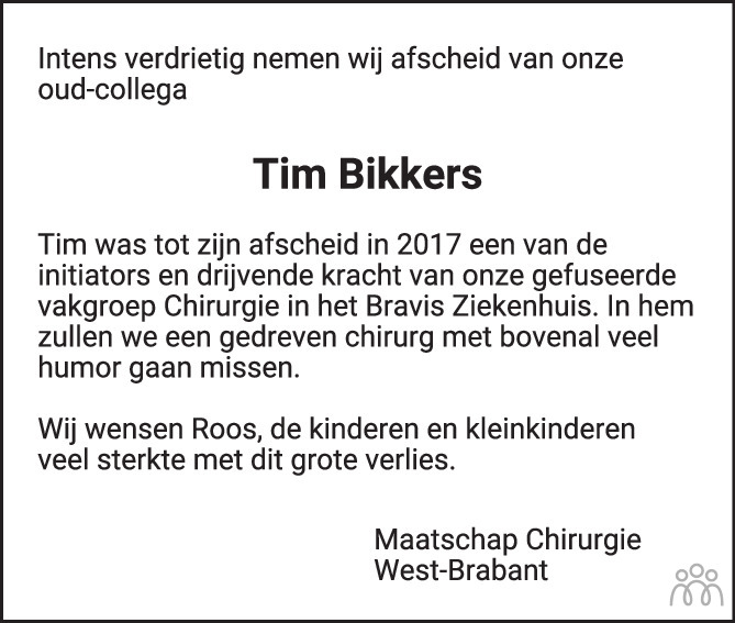 Overlijdensbericht van Timothey Hans Alexander (Tim)  Bikkers in BN DeStem