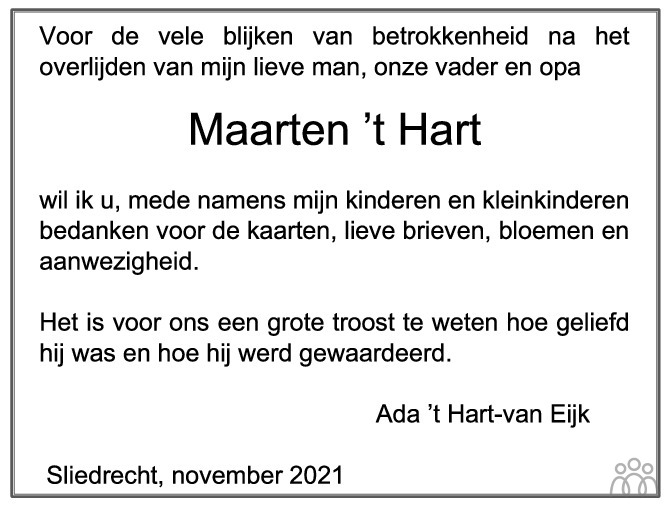 Maarten 't Hart 27-09-2021 overlijdensbericht en condoleances