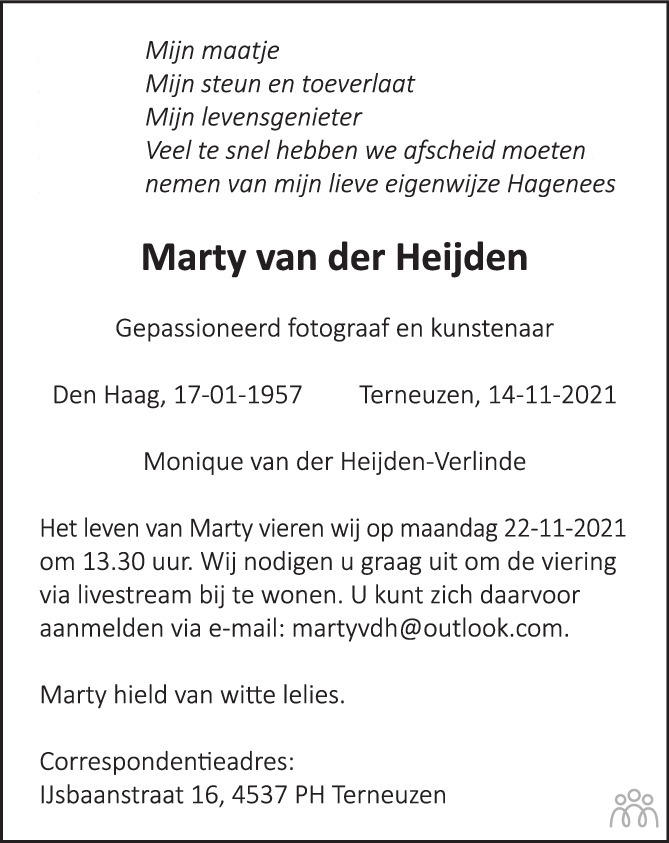 Marty van der Heijden 14112021 overlijdensbericht en condoleances