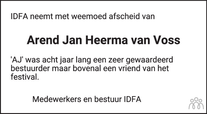 Arend Jan Heerma van Voss 27-02-2022 overlijdensbericht en condoleances