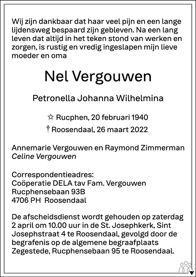 Nel (Petronella Johanna Wilhelmina) Vergouwen 26032022