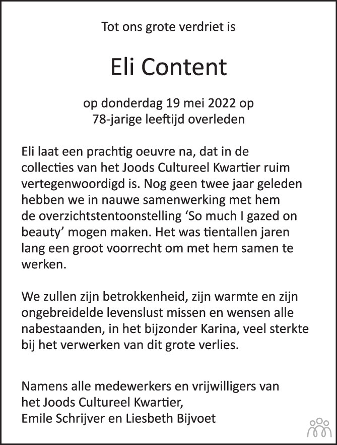 Eli Content 19 05 2022 Overlijdensbericht En Condoleances Mensenlinq nl