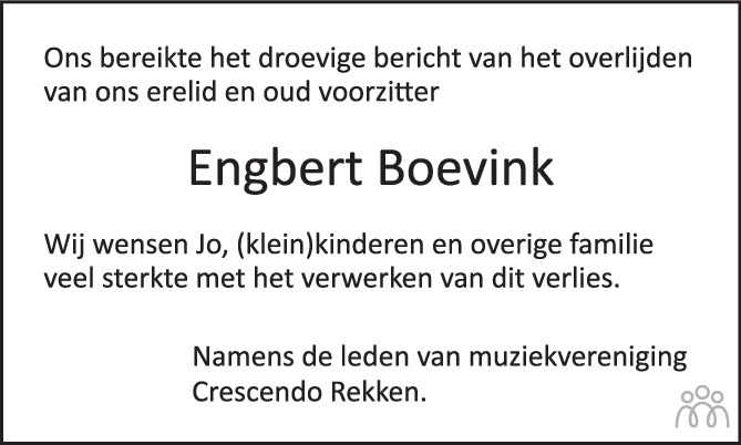 Overlijdensbericht van Engbert Arend Boevink in Tubantia