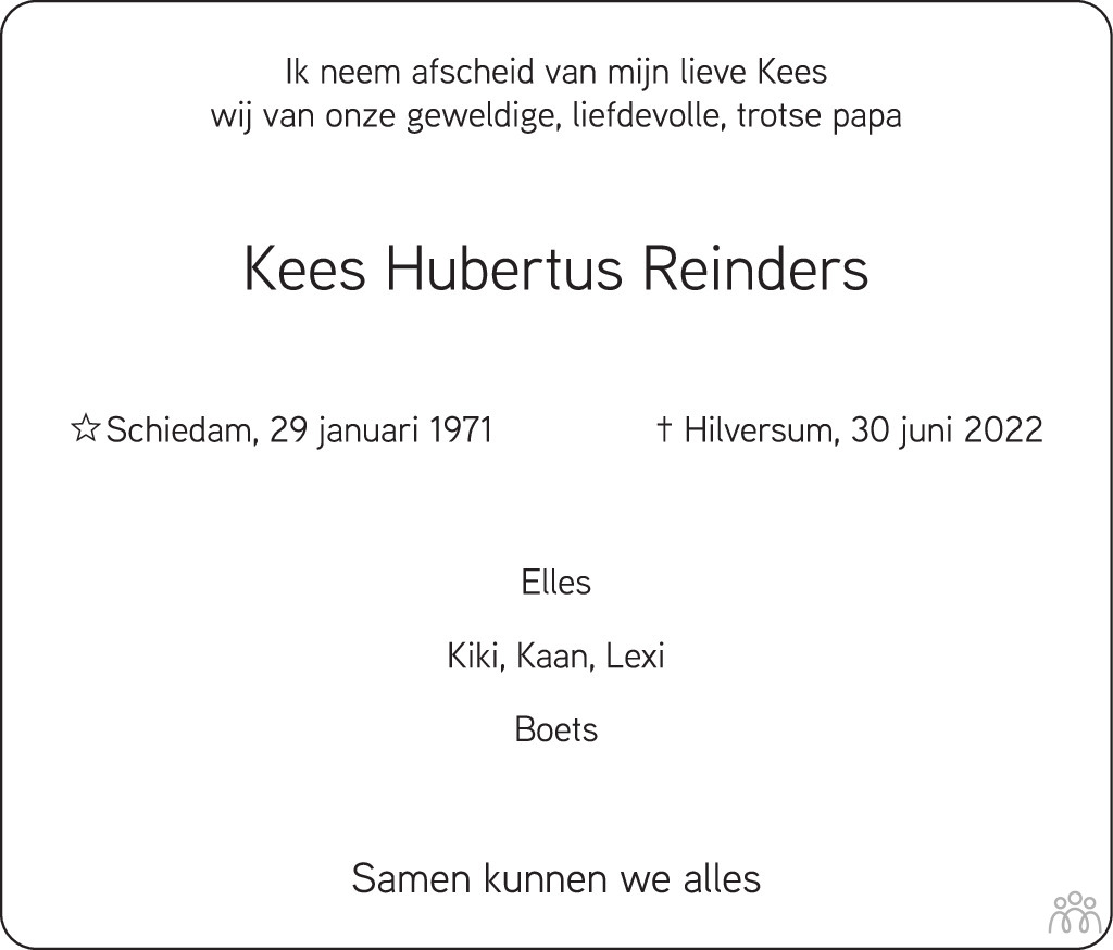 Overlijdensbericht van Kees Hubertus Reinders in AD Algemeen Dagblad