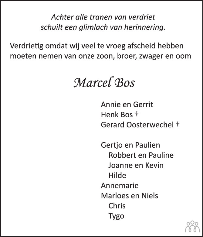 Marcel Bos 18072022 overlijdensbericht en condoleances