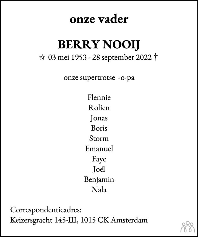 Berry Nooij 28092022 overlijdensbericht en condoleances Mensenlinq.nl