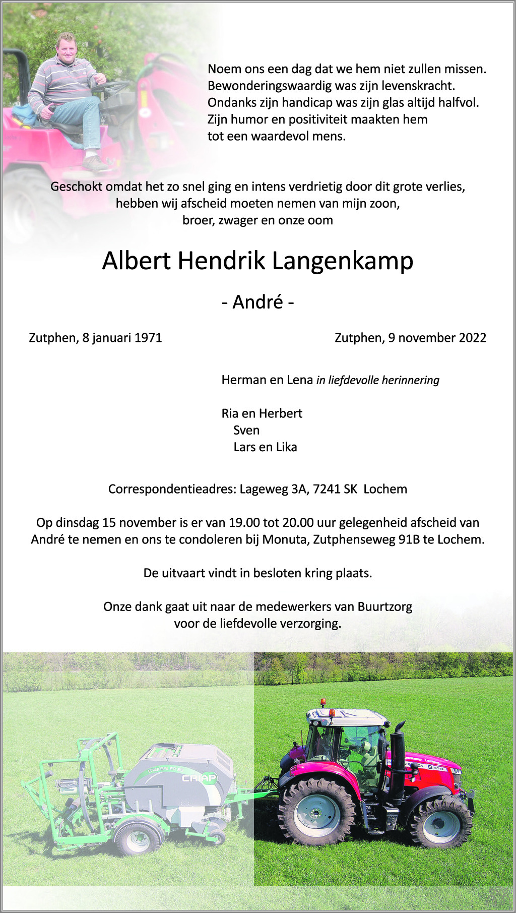 Albert Hendrik (André) Langenkamp ✝ 09-11-2022 overlijdensbericht en  condoleances - Mensenlinq.nl