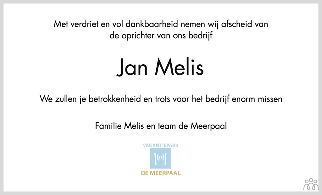 Jan Melis 20-01-2023 overlijdensbericht en condoleances - Mensenlinq.nl