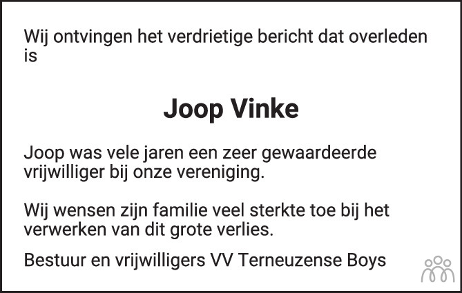 Joop Joost Willem Vinke 21 02 2023 Overlijdensbericht En Condoleances