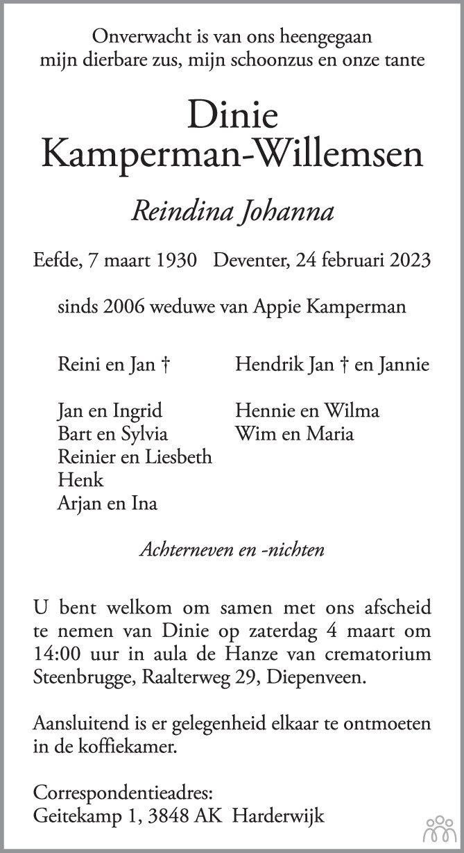 Dinie Reindina Johanna Kamperman Willemsen