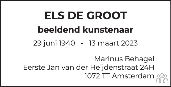Els de Groot 13032023 overlijdensbericht en condoleances Mensenlinq.nl